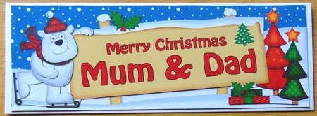 Large Dl Christmas Mum & Dad Polar Bear 3D Decoupage by Joyce Watson