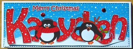 Large Dl Christmas Kayden Penguins 3D Decoupage by Joyce Watson