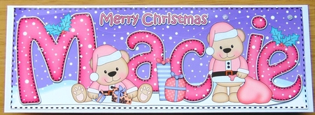 Large Dl Christmas Macie Livvy Bear 3D Decoupage by Joyce Watson