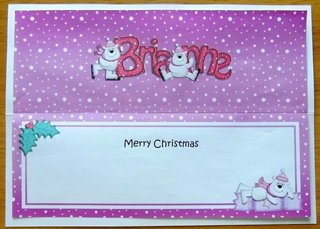 Large Dl Christmas Brianne Polar Bears Insert by Joyce Watson