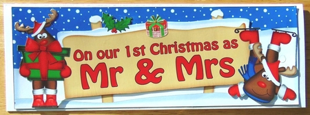 Large Dl 1st Christmas Mr & Mrs 3D Decoupage by Joyce Watson