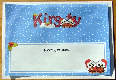 Large Dl Christmas Kirsty Owls Insert by Joyce Watson