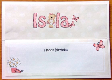 Large Dl Birthday Isla Livvy Bear Insert by Joyce Watson