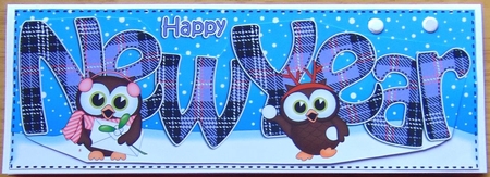 Large Dl New Year Little Hoot Owls 3D Decoupage by Joyce Watson