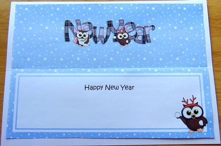 Large Dl New Year Little Hoot Owls Insert by Joyce Watson