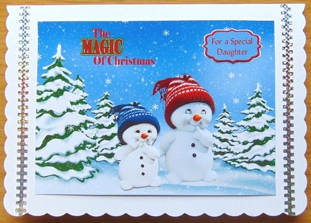Christmas card with snowmen children  by Joyce Watson