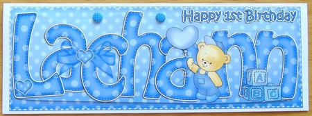 Large DL 1st Birthday LACHLANN Teddies 3D decoupage by Joyce Watson