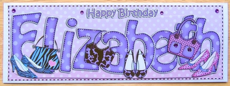 Large DL Birthday ELIZABETH Shoes & Handbags 3D decoupage by Joyce Watson