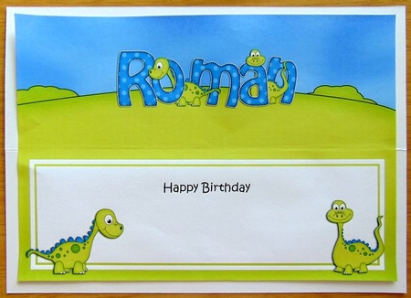 Large DL Birthday ROMAN Dinsaurs insert by Joyce Watson