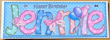 Large DL Birthday JENNIE Butterflies & Balloons 3D decoupage by Joyce Watson