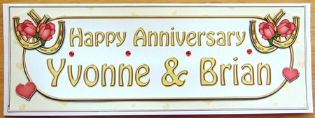 Large DL Happy Anniversary YVONNE & BRIAN 3D decoupage by Joyce Watson