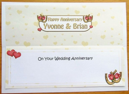Large DL Happy Anniversary YVONNE & BRIAN insert by Joyce Watson