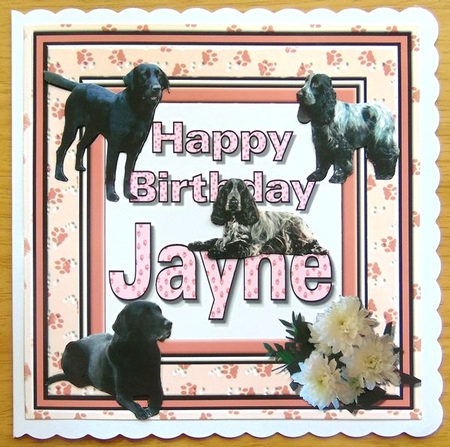 Happy Birthday Jayne with Dogs by Joyce Watson