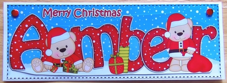 Large DL Christmas AMBER Livvy Bear 3D decoupage  by Joyce Watson