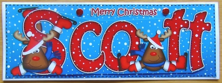 Large DL Christmas SCOTT Rudolph 3D decoupage  by Joyce Watson