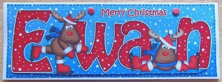Large DL Christmas EWAN Rudolph 3D decoupage  by Joyce Watson