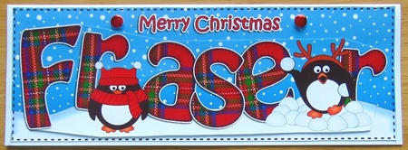 Large DL Christmas FRASER Penguins 3D decoupage  by Joyce Watson