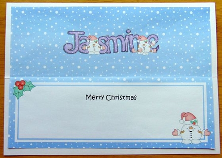 Large DL Christmas JASMINE Snowmen Sam insert by Joyce Watson