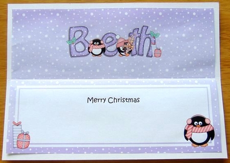 Large DL Christmas BETH Penguins insert by Joyce Watson