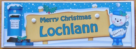 Large DL Christmas LOCHLANN Austin Bear 3D decoupage  by Joyce Watson
