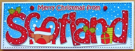 Large DL Merry Christmas from SCOTLAND 3D decoupage  by Joyce Watson