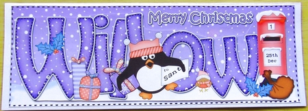 Large DL Merry Christmas WILLOW 3D decoupage  by Joyce Watson