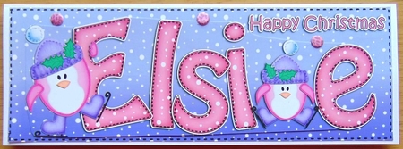 Large DL Happy Christmas ELSIE 3D decoupage  by Joyce Watson