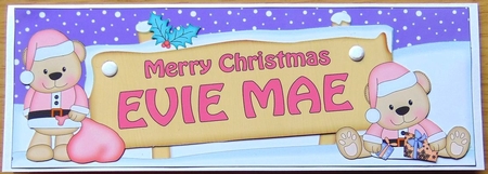 Large DL Merry Christmas EVIE MAE 3D decoupage by Joyce Watson