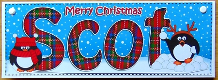 Large DL Merry Christmas SCOT 3D decoupage by Joyce Watson