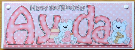 Large DL 2nd Birthday AYDA 3D decoupage by Joyce Watson