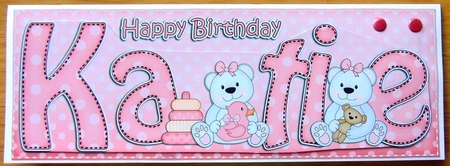 Large DL Birthday KATIE 3D decoupage by Joyce Watson