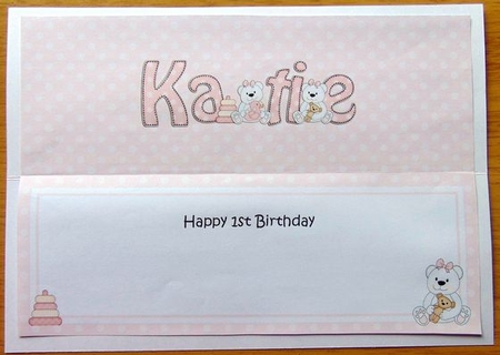 Large DL 1st Birthday KATIE  insert by Joyce Watson