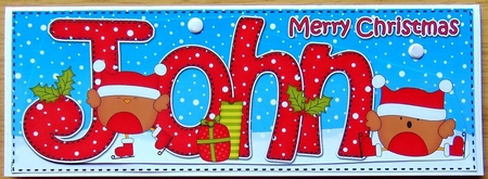 Large DL Merry Christmas JOHN 3D decoupage  by Joyce Watson