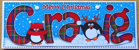 Large DL Merry Christmas CRAIG 3D decoupage  by Joyce Watson