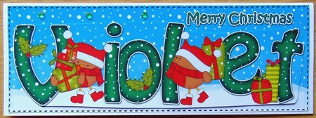 Large DL Merry Christmas VIOLET 3D decoupage by Joyce Watson