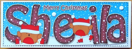 Large DL Merry Christmas SHEILA  3D decoupage by Joyce Watson