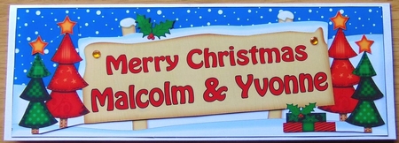 Large DL Merry Christmas MALCOLM & YVONNE 3D decoupage by Joyce Watson
