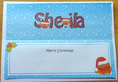 Large DL Merry Christmas SHEILA  insert by Joyce Watson