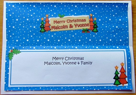 Large DL Merry Christmas  MALCOLM & YVONNE insert by Joyce Watson