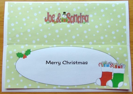Christmas Names JOE & SANDRA large dl insert by Joyce Watson