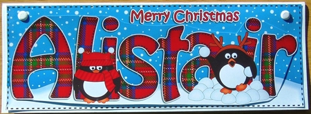 Large DL Merry Christmas ALISTAIR 3D decoupage  by Joyce Watson