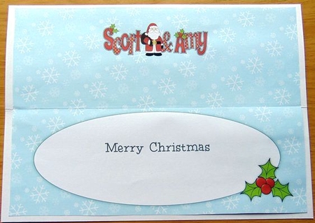 Santa in coat SCOTT & AMY large dl insert by Joyce Watson