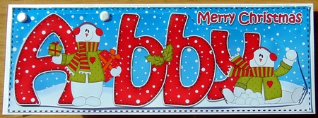 Large DL Merry Christmas ABBY 3D decoupage by Joyce Watson
