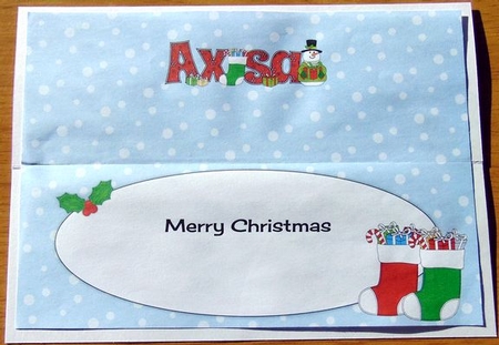 Snowman in jacket AXSA large dl insert by Joyce Watson
