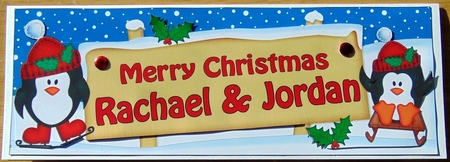 Large DL Merry Christmas RACHAEL & JORDAN 3D decoupage  by Joyce Watson