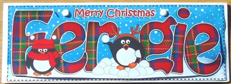 Large DL Merry Christmas FERGIE 3D decoupage  by Joyce Watson