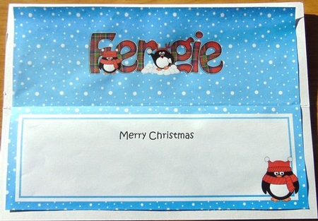 Large DL Merry Christmas FERGIE insert by Joyce Watson