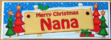 Large DL Christmas Trees NANA Signpost 3D Decoupage by Joyce Watson