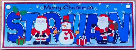 Santas & Snowman STRUAN large dl by Joyce Watson