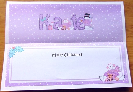 Large DL Merry Christmas KATE insert by Joyce Watson